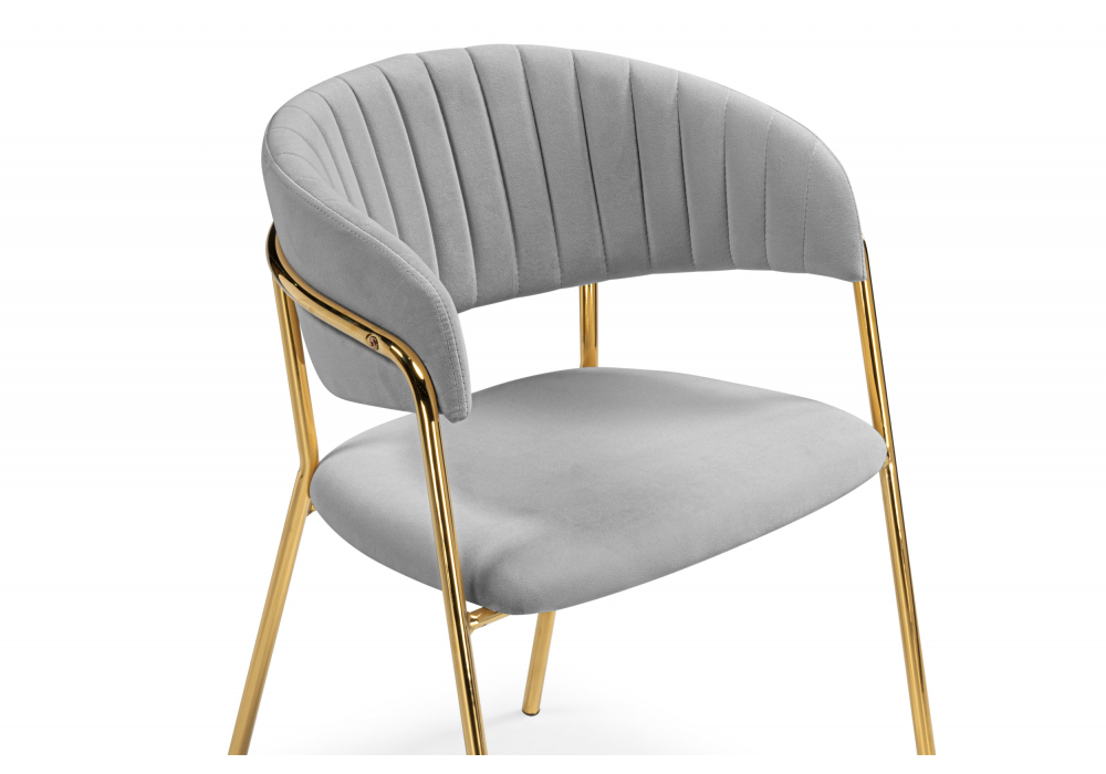 Стул на металлокаркасе Kamelia велюр светло-серый / золотой