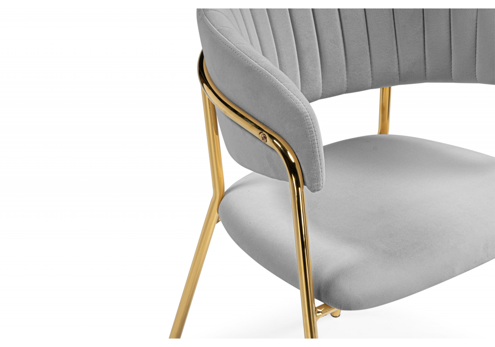 Стул на металлокаркасе Kamelia велюр светло-серый / золотой