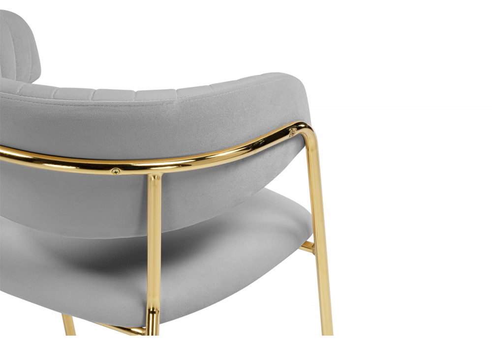 Стул на металлокаркасе Kamelia велюр светло-серый / золотой