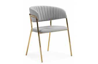 Стул на металлокаркасе Kamelia велюр светло-серый / золотой