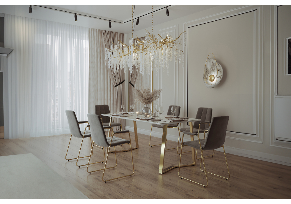 Стул на металлокаркасе Lana dark grey / gold