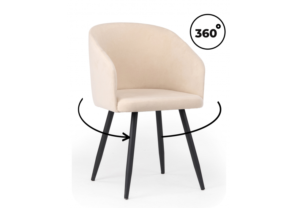 Стул на металлокаркасе Монер 360 бежевый (glory 03) / черный