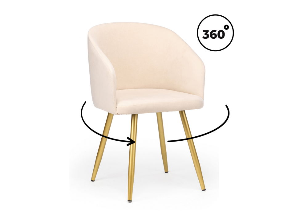 Стул на металлокаркасе Монер 360 бежевый (glory 03) / золотой