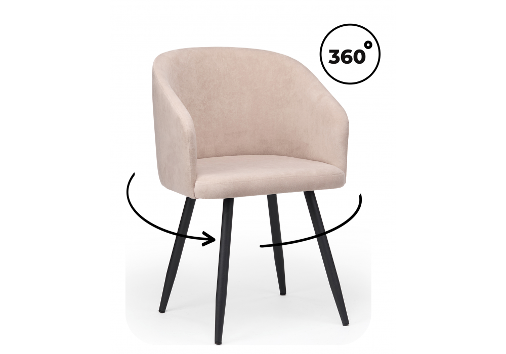 Стул на металлокаркасе Монер 360 латте (glory 10) / черный