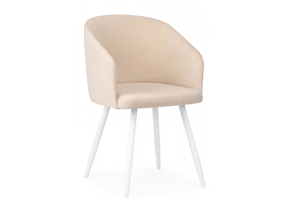 Стул на металлокаркасе Монер бежевый (glory 03) / белый