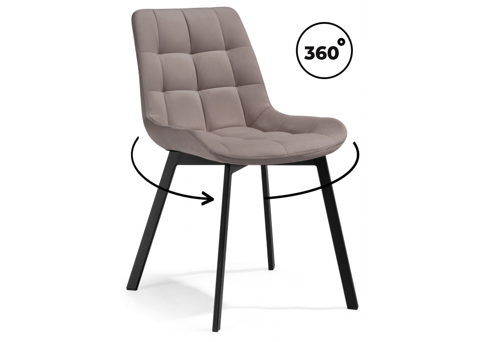 Стул на металлокаркасе Стронг вращающийся латте велютто 08 / черный каркас