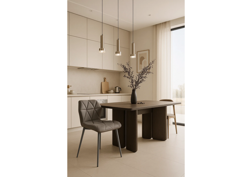 Стул на металлокаркасе Вальд экокожа серый / серый глянец