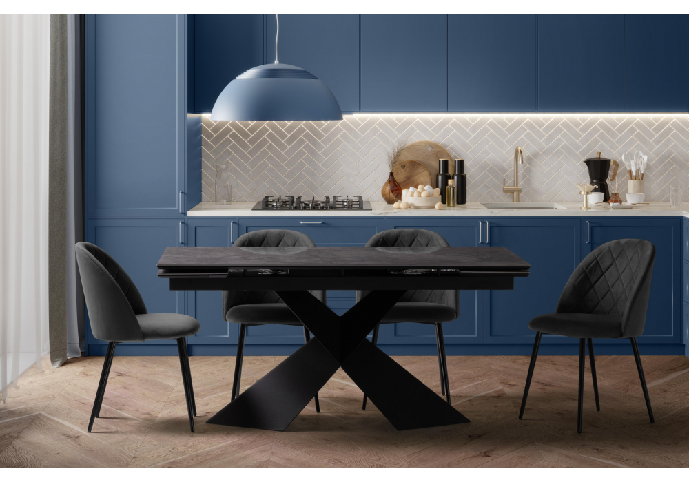 Стул на металлокаркасе Зест микровелюр серый / черный глянец