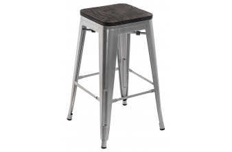 Барный стул Tolix Bar wood CColl T-2103B-26 alum / brown walnut