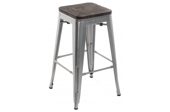 Барный стул Tolix Bar wood CColl T-2103B-26 alum / brown walnut