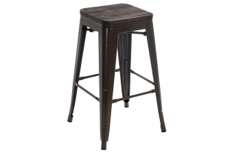 Барный стул Tolix Bar wood CColl T-2103B-26 bronze / brown walnut