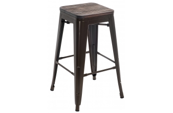 Барный стул Tolix Bar wood CColl T-2103B-26 bronze / brown walnut