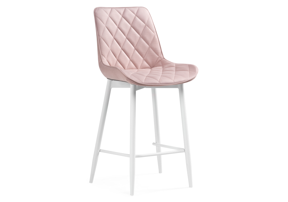 Полубарный стул Баодин велюр розовый / белый