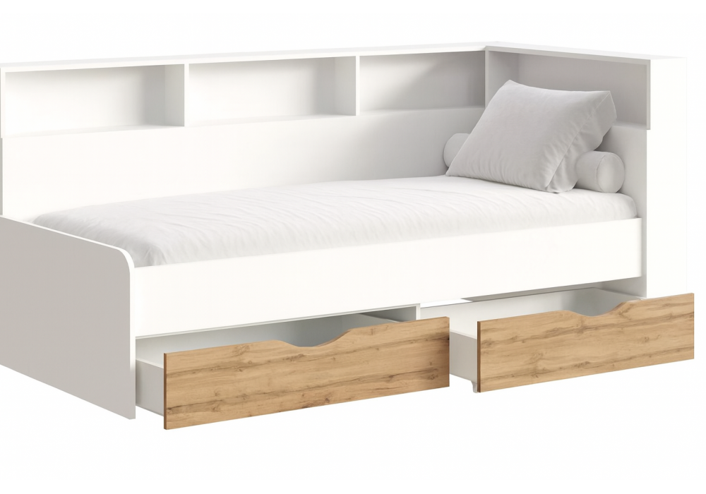 Тахта Амер 190х80 белый / дуб вотан