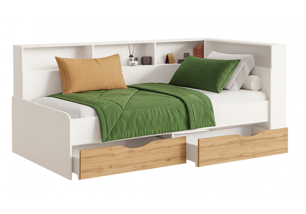 Тахта Амер 190х80 белый / дуб вотан