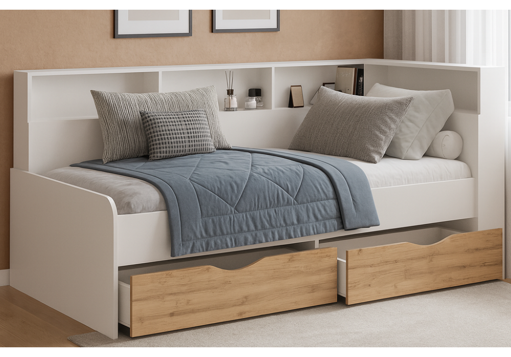 Тахта Амер 190х80 белый / дуб вотан