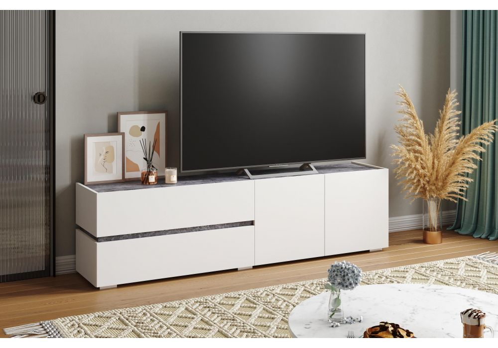 ТВ-тумба Атлон белый / бетон темный