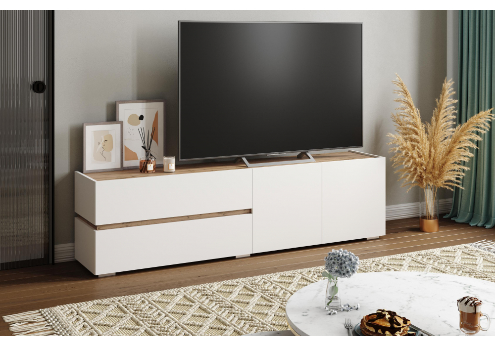 ТВ-тумба Атлон белый / дуб вотан