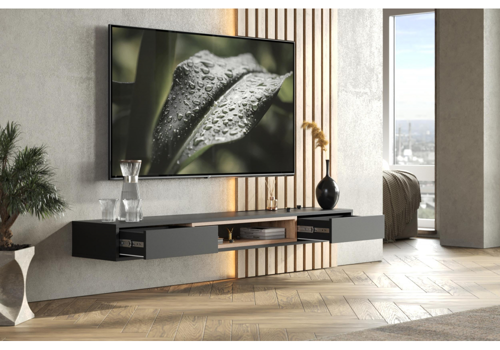 ТВ-тумба Делора 1,6 м черный / дуб вотан