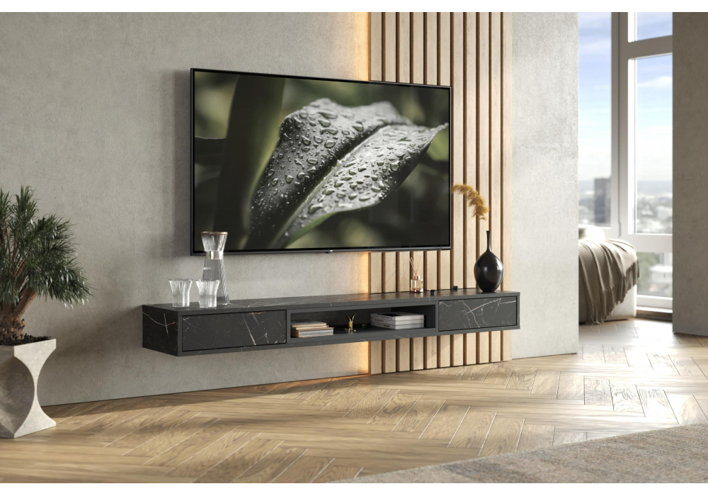 ТВ-тумба Делора 1,6 м файерстоун / черный