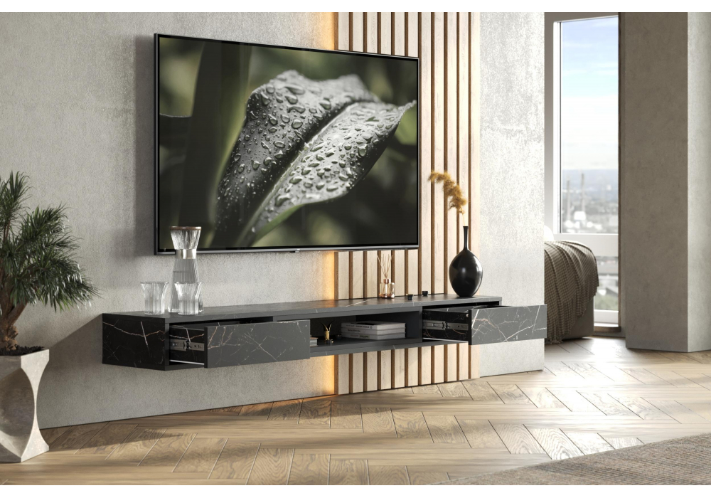 ТВ-тумба Делора 1,6 м файерстоун / черный