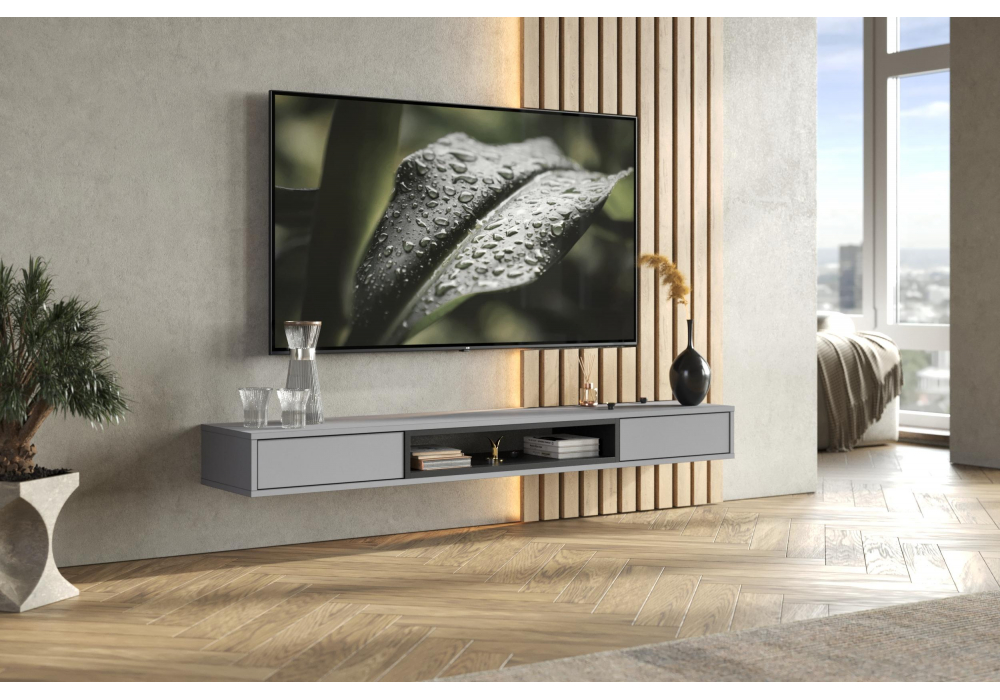 ТВ-тумба Делора 1,6 м шиншилла серая / черный