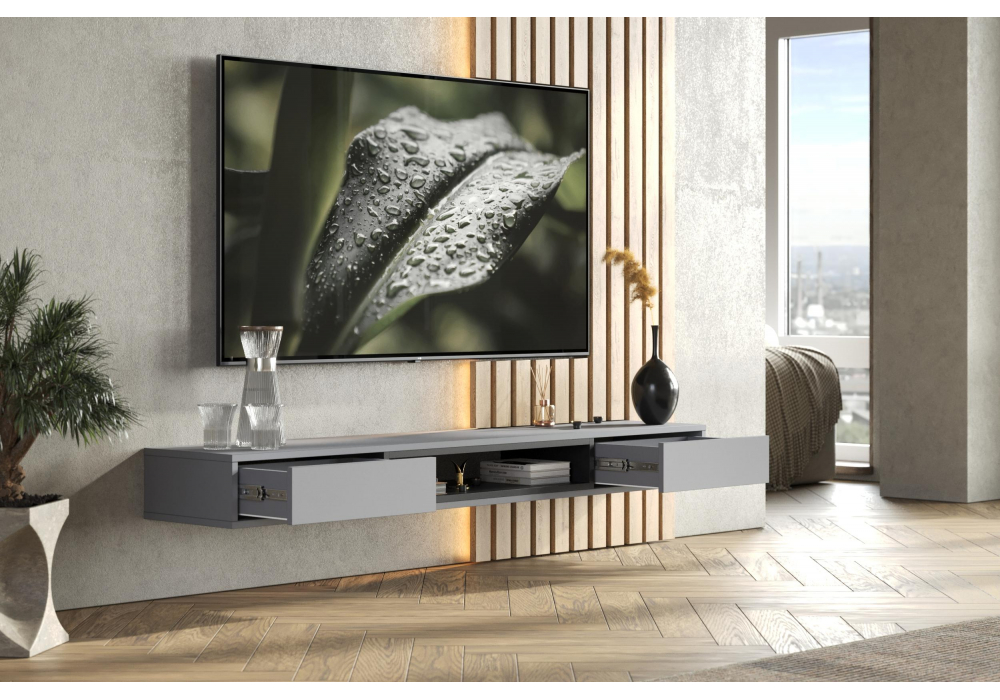 ТВ-тумба Делора 1,6 м шиншилла серая / черный