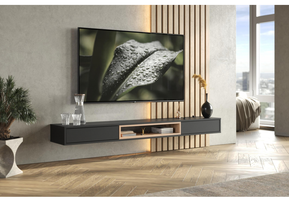 ТВ-тумба Делора 1,8 м черный / дуб вотан