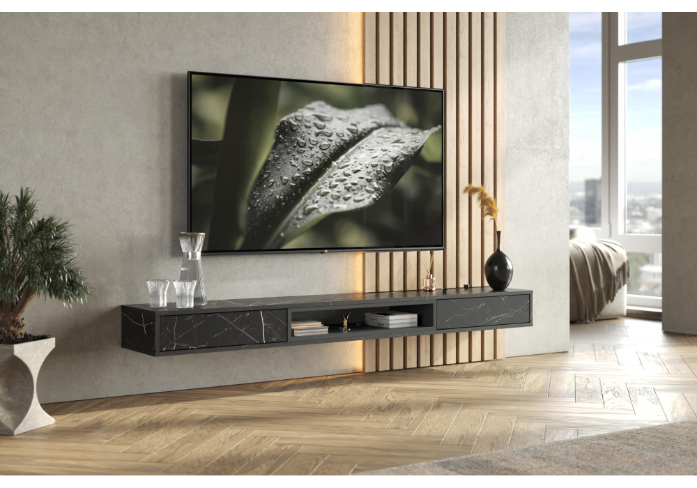 ТВ-тумба Делора 1,8 м файерстоун / черный