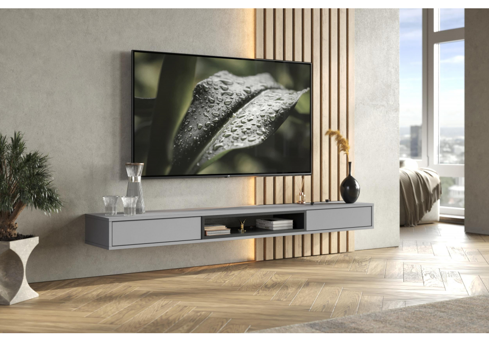 ТВ-тумба Делора 1,8 м шиншилла серая / черный