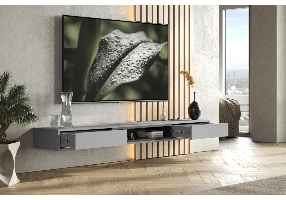 ТВ-тумба Делора 1,8 м шиншилла серая / черный