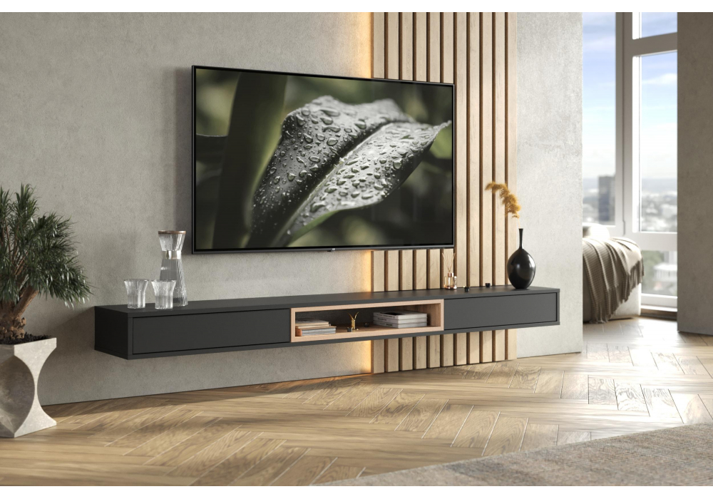 ТВ-тумба Делора 2,0 м черный / дуб вотан