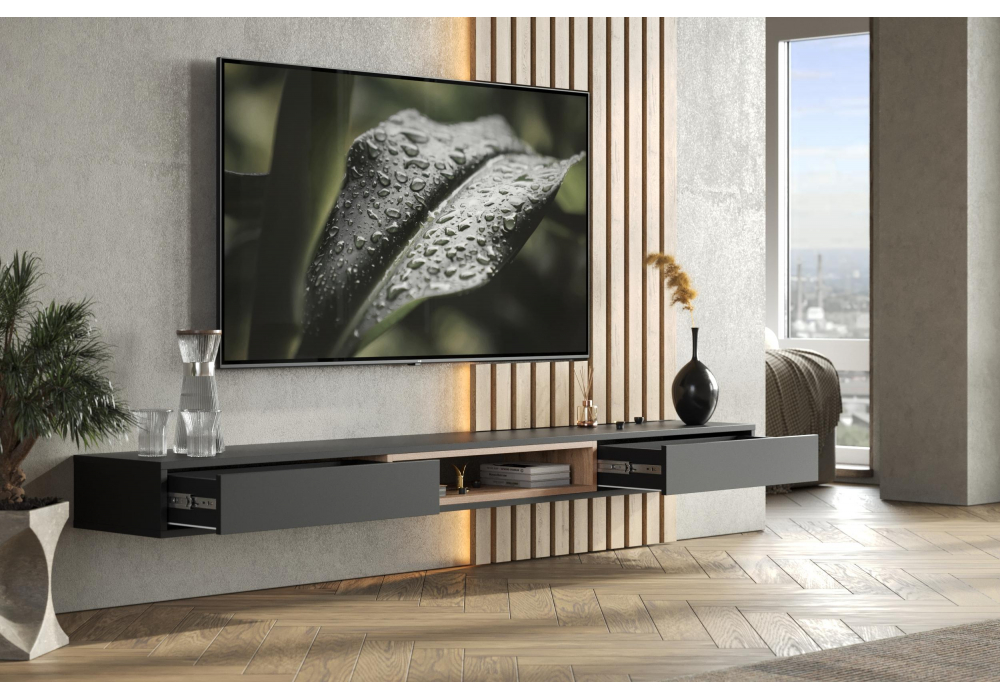 ТВ-тумба Делора 2,0 м черный / дуб вотан