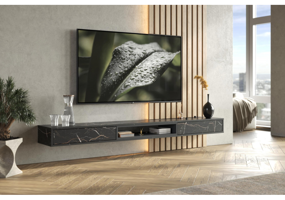 ТВ-тумба Делора 2,0 м файерстоун / черный