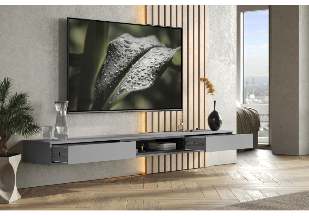 ТВ-тумба Делора 2,0 м шиншилла серая / черный