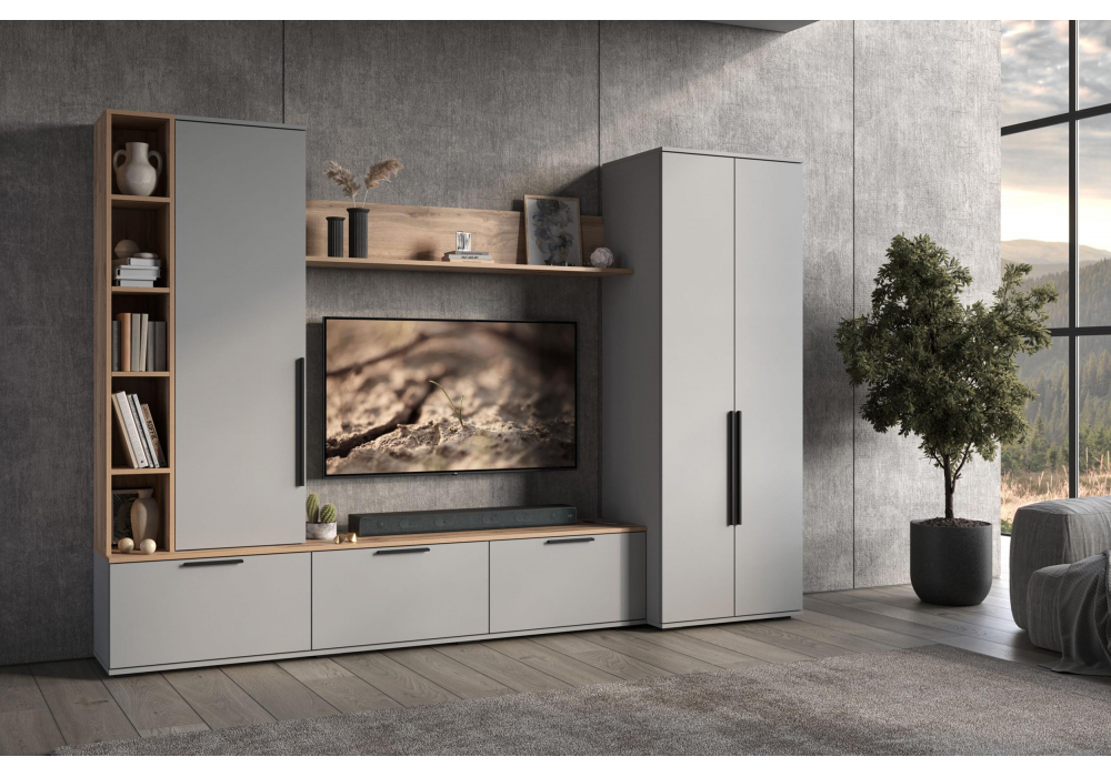 ТВ-тумба Филеста шиншилла серая / дуб вотан