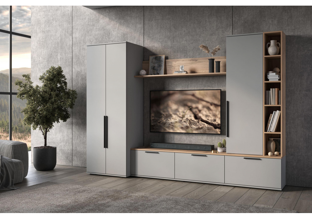 ТВ-тумба Филеста шиншилла серая / дуб вотан