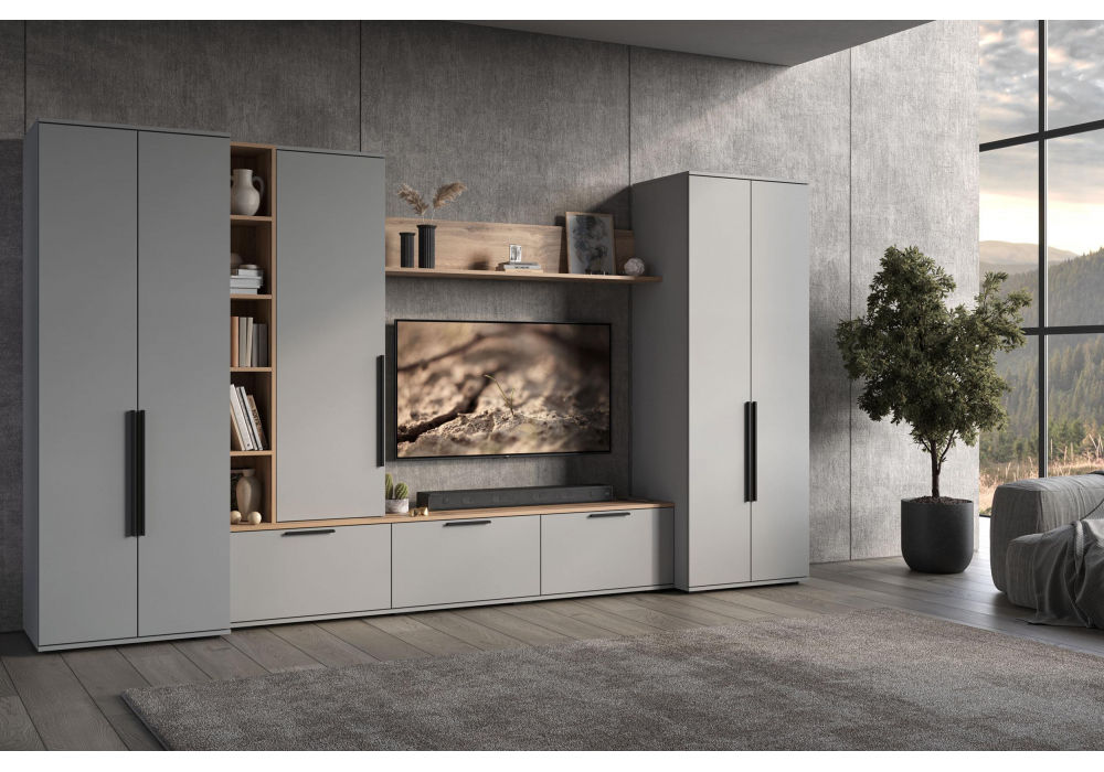 ТВ-тумба Филеста шиншилла серая / дуб вотан