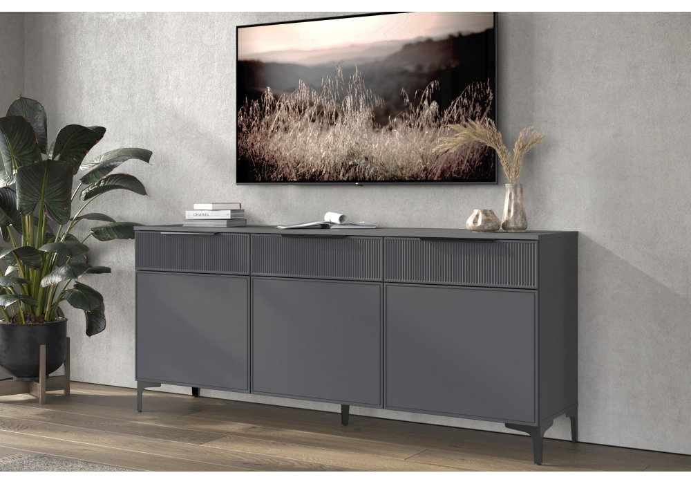 ТВ-тумба Иадама 3-ств. графит / графит софт