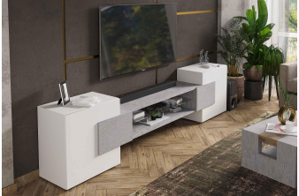 ТВ-тумба Лисмор белый / бетон светлый