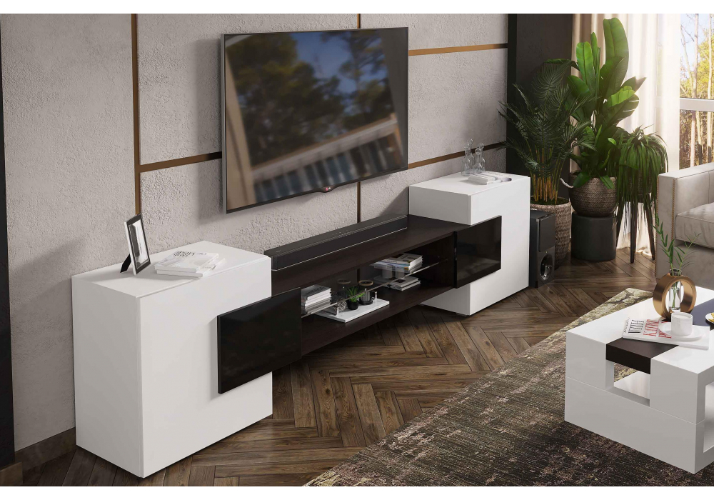 ТВ-тумба Лисмор белый / черный глянец