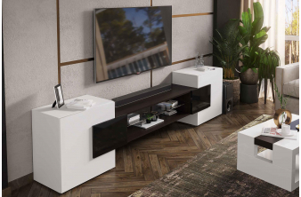 ТВ-тумба Лисмор белый / черный глянец