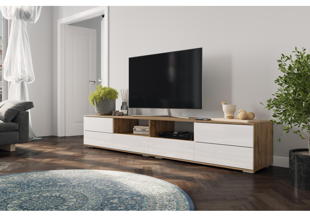 ТВ-тумба Маллоу дуб вотан / белый глянец