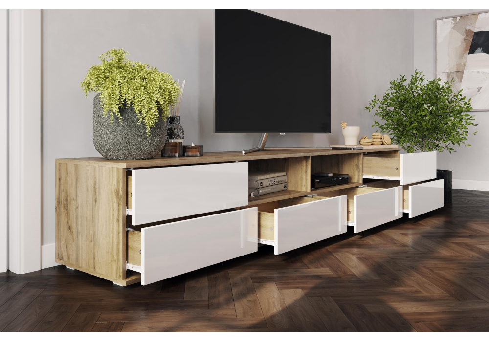 ТВ-тумба Маллоу дуб вотан / белый глянец