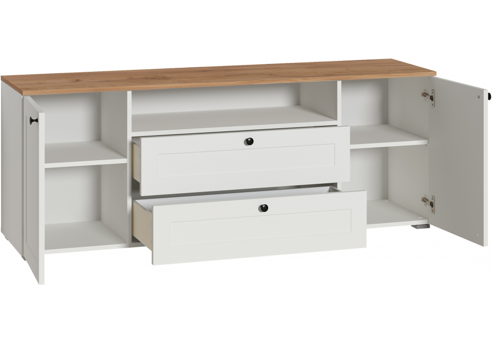 ТВ-тумба Опра белый шагрень / дуб золотой craft