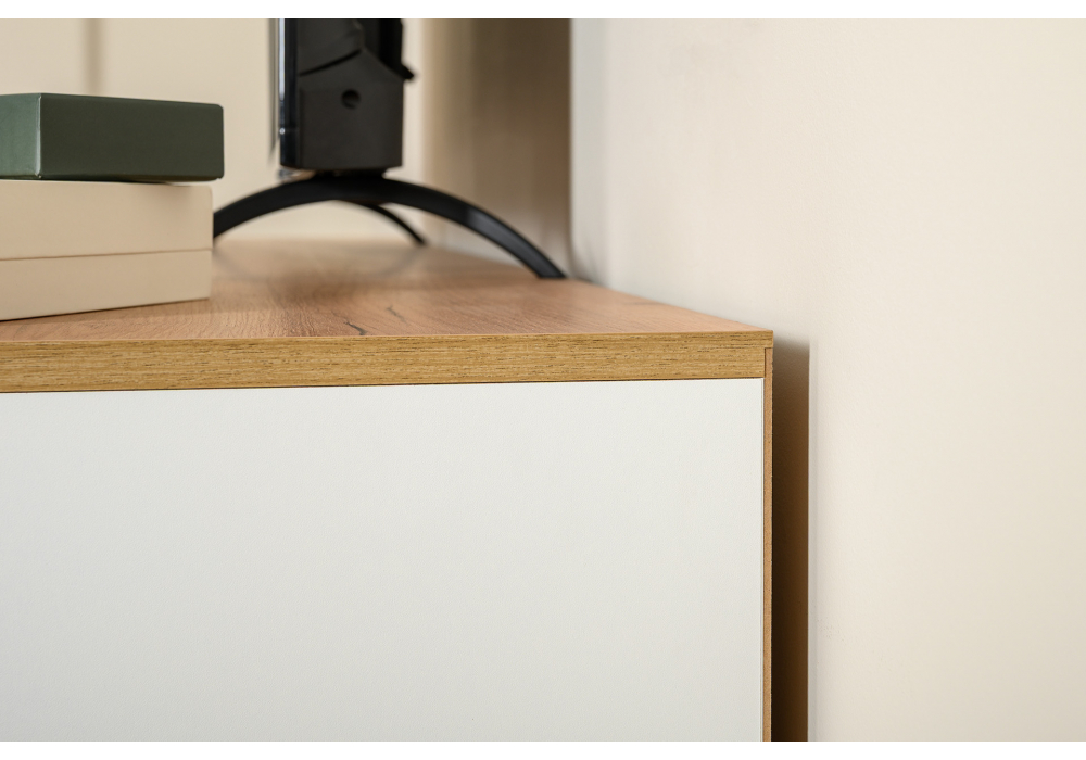 ТВ-тумба Опра белый шагрень / дуб золотой craft