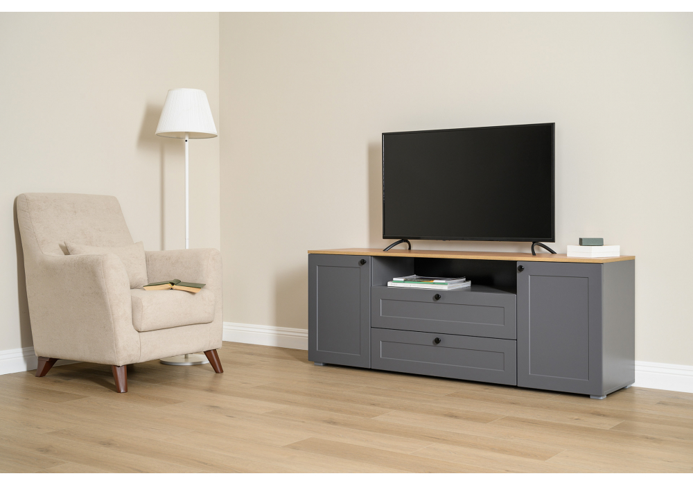 ТВ-тумба Опра серый графит / дуб золотой craft