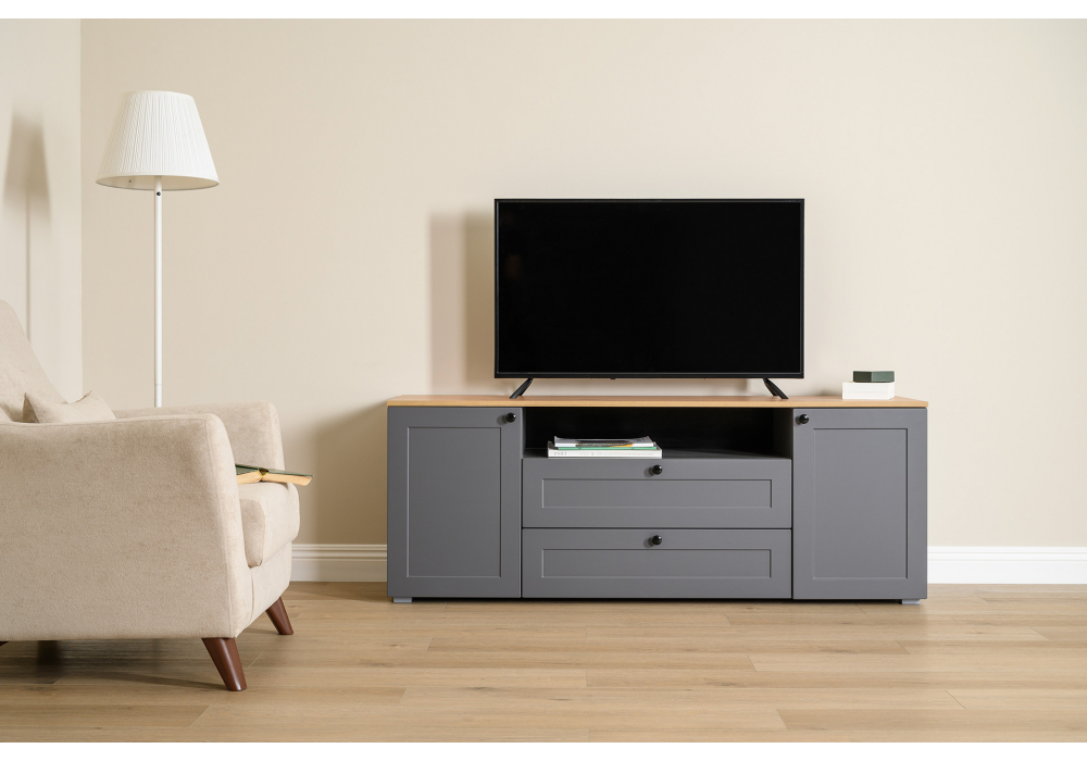 ТВ-тумба Опра серый графит / дуб золотой craft