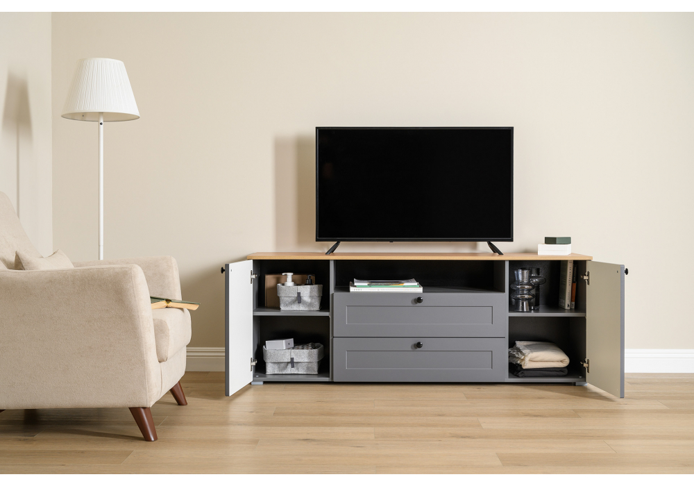 ТВ-тумба Опра серый графит / дуб золотой craft