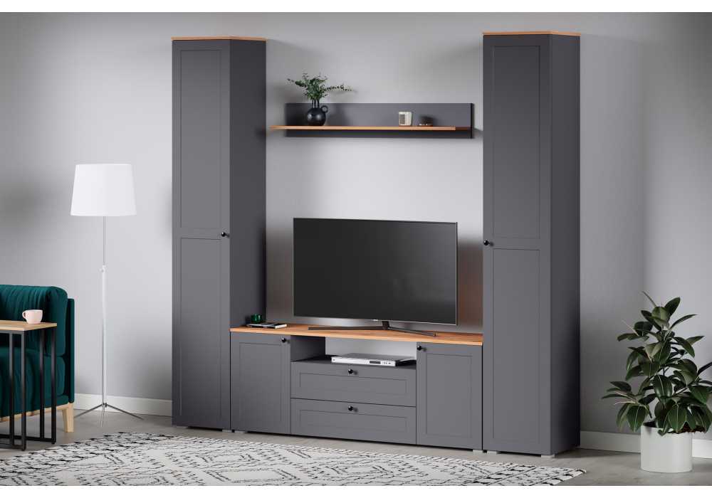 ТВ-тумба Опра серый графит / дуб золотой craft